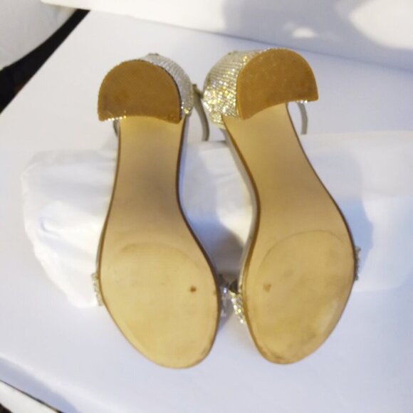 Steve Madden Carrson Silver Crystal Covered Block Heel Sparkly Sandals  Sz 9.5 - Picture 7 of 11